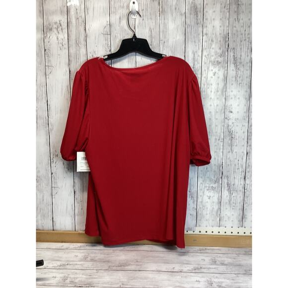 89th Madison Size 2X Women’s Top Blouse Round Neck Red NWT - Picture 2 of 5